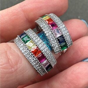 Rainbow Crystal Hoops